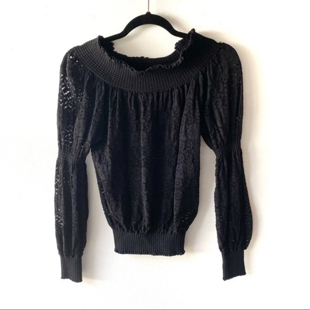 zara black lace peasant top